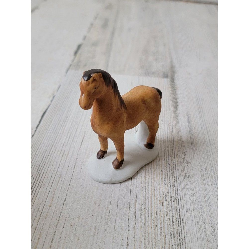 Lemax 1993 brown horse farm‎ Village accessory Xmas decor